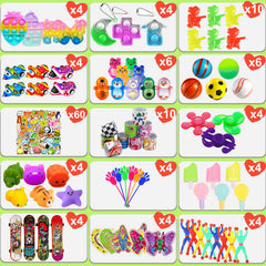 Beilunt 132-pcs party favors assorted toy set on display for celebrations.