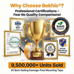Bekhic renter-friendly removal on glass or tile with no residue.
