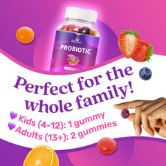 BeLive Probiotic Gummies flavor variety—blueberry, strawberry, and orange