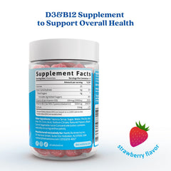 BeLive Vitamin D3 Gummies closeup showing strawberry flavor and soft texture