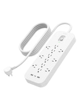 Belkin 12-outlet surge protector showing ample outlets for large plugs and devices