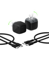 Belkin 45W USB-C charger block with foldable design for travel charging.