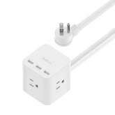 Belkin 6-Outlet Power Cube front view showing compact desk-friendly design.