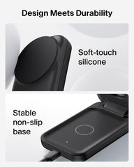 Apple Watch charging dock with adjustable angle on Belkin stand