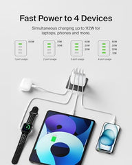 Belkin BoostCharge Pro GaN charger rear view highlighting USB-C and USB-A ports for universal compatibility.