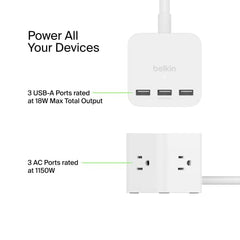 Belkin Power Cube with 3 USB-A ports for versatile charging options.