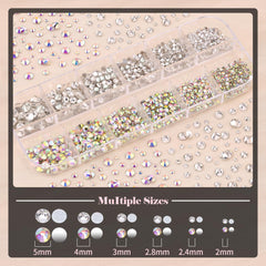 BELLEBOOST mixed-color rhinestones in a handy box for versatile nail design.