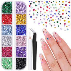 BELLEBOOST nail rhinestones in multicolor 2-3mm for vibrant at-home nail art.