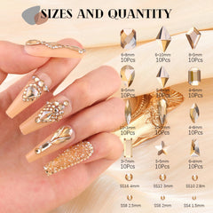 BELLEBOOST round rhinestones in multiple sizes for a lasting manicure sparkle