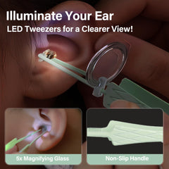 BELLESHOW ear tweezers with magnifier for accurate wax removal.