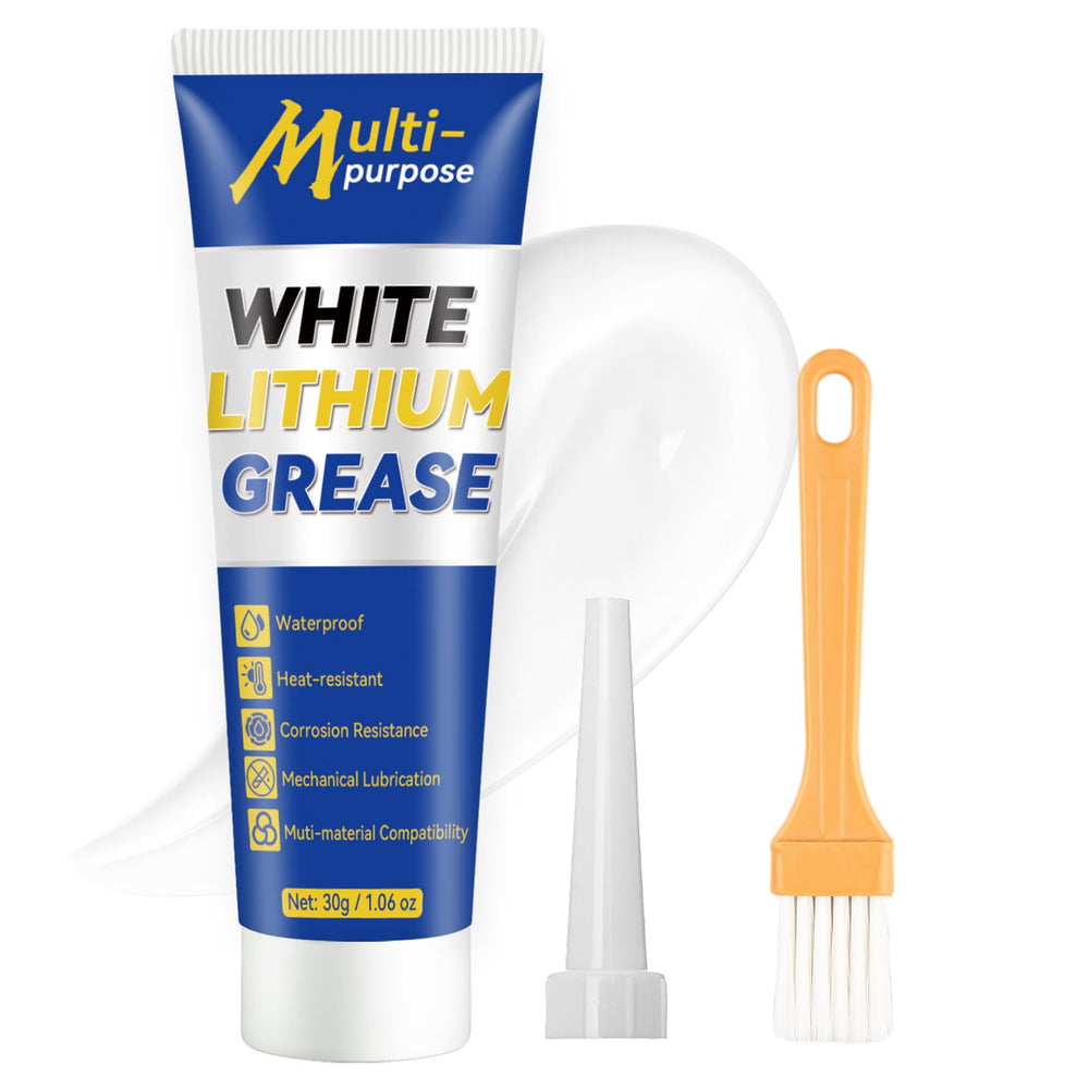 Bellisinno white lithium grease tube with brush ready for hinge lubrication.