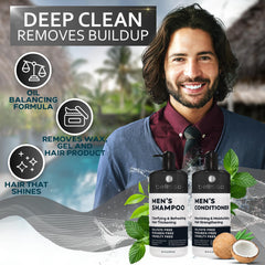 Bellisso mens conditioner bottle highlights moisturizing formula for fuller-looking hair