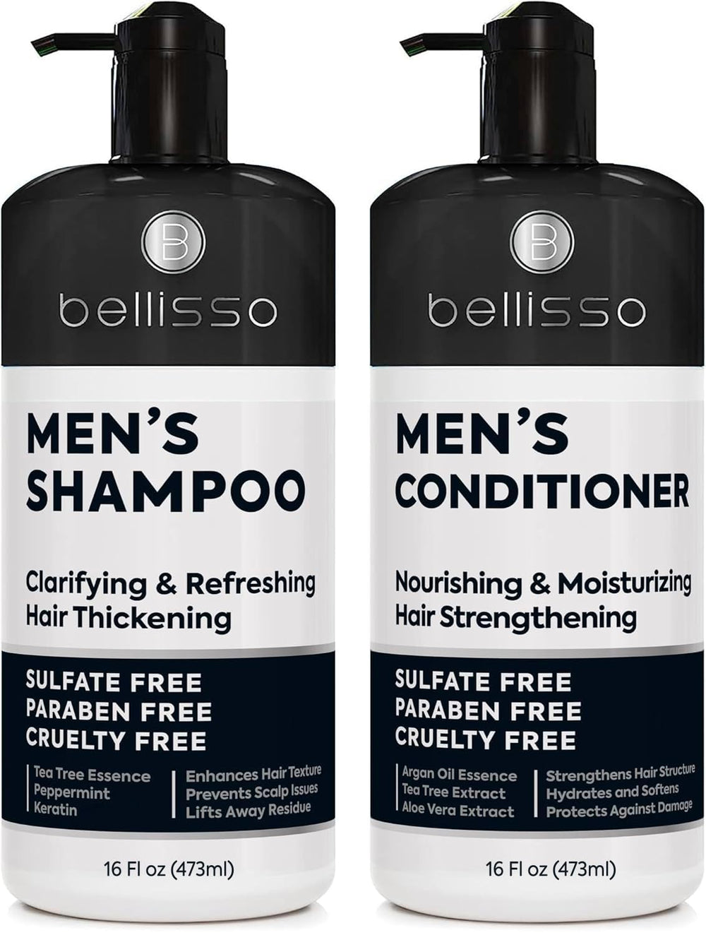 Bellisso mens shampoo bottle pour shows clarifying cleanse for oily hair