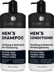Bellisso mens shampoo bottle pour shows clarifying cleanse for oily hair