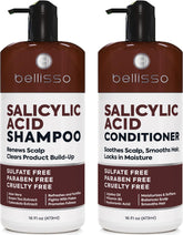 Bellisso salicylic acid shampoo bottle promoting gentle scalp exfoliation and refreshment.