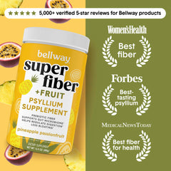 Bellway Super Fiber powder closeup scoop highlights measured serving for mixing.