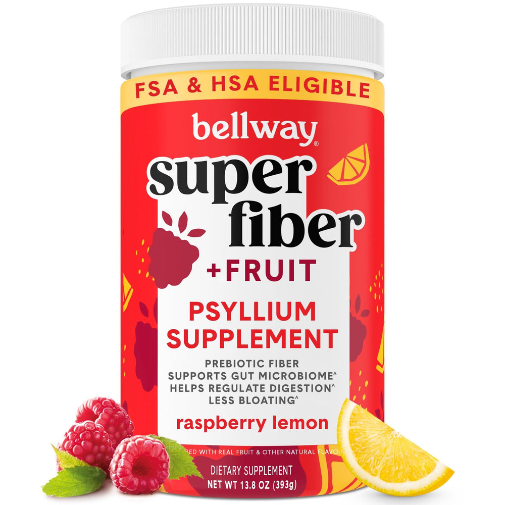 Bellway Super Fiber Powder Raspberry Lemon image showing a fruity fiber boost for regularity