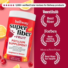 Bellway Super Fiber Powder scoop demonstrates easy daily dosing and 5 g of fiber per serving