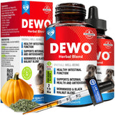 Beloved Pets Natural Intestinal Defense bottle being poured for easy dosing and gut balance
