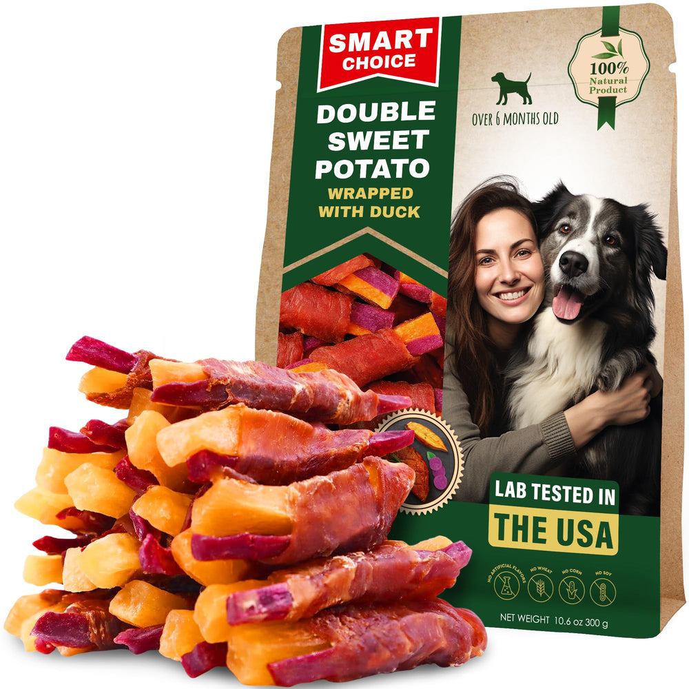 Beloved Pets sweet potato wrapped duck treat for dogs, delicious and protein-rich.