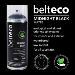BELTECO Matte Black Spray Paint cap off demonstrates easy spray access for coverage.