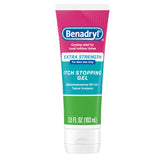 Benadryl Extra-Strength Gel tube close-up for fast itch relief.