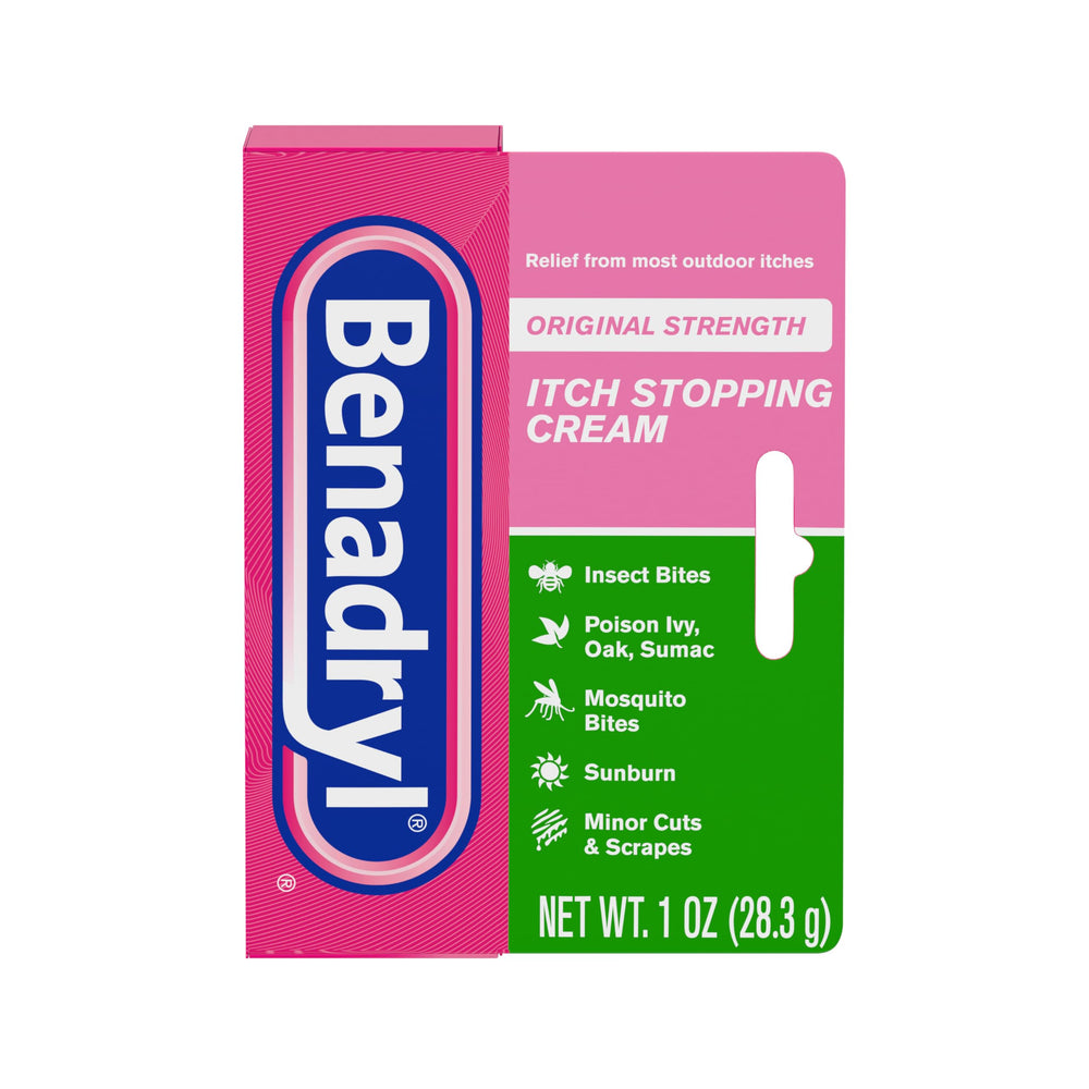 Benadryl original-strength anti-itch cream tube 1oz for quick skin itch relief