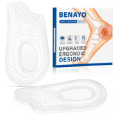 BENAYO plantar fasciitis heel cups pack provides all-day comfort and support during activities.