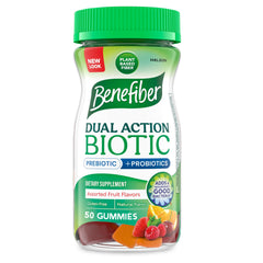 Benefiber prebiotic fiber gummies bottle for convenient daily use.