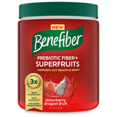 Benefiber prebiotic fiber tub with strawberry dragon fruit flavor for gut support