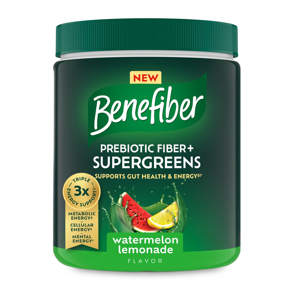 Benefiber prebiotic supergreens tub ready to mix for digestive health