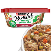 Beneful Freshly Prepared Beef Stew tub front view with visible chunks and veggies