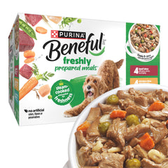 Beneful variety-pack tub showing multiple flavors for exciting meals