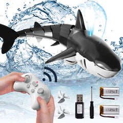 Bennol RC shark in pool with lights for exciting evening play