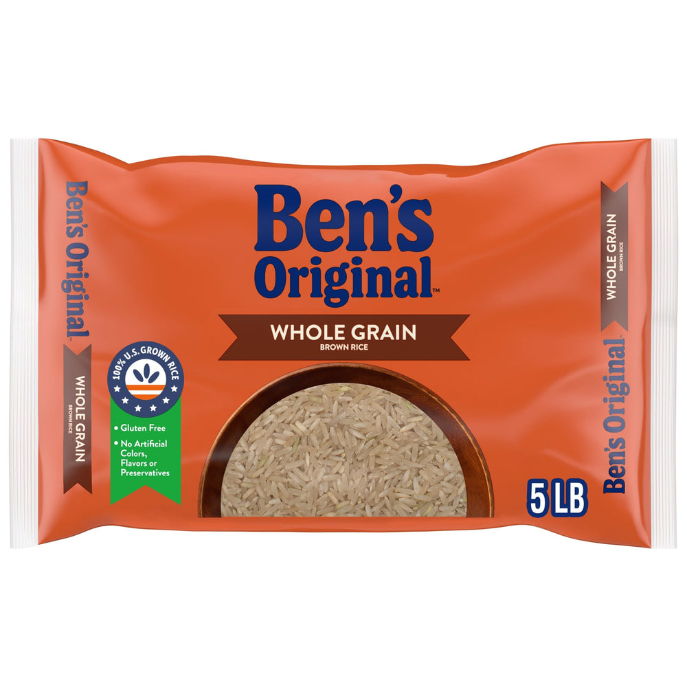 BEN'S ORIGINAL brown rice 5 lb pack, ideal base for versatile weeknight dinners.