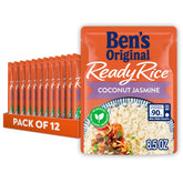 BEN'S ORIGINAL Ready Rice Coconut Jasmine pouch shown for a 90-second microwave dinner