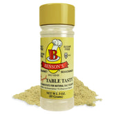 Benson's Table Tasty salt substitute bottle top—sodium-free flavor booster for healthier meals.