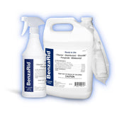 BenzaRid Pro bottle with spray nozzle targets mold on contact