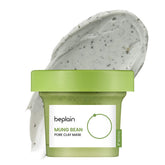 Beplain Mung Bean Pore Clay Mask jar highlights fragrance-free cleansing for refined pores.
