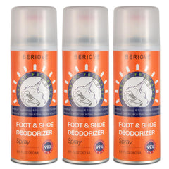 BERIOVE long-lasting shoe deodorizer spray application shows fresh shoes and deodorization.