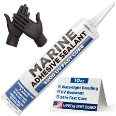 Berkland 5200FC white sealant tube ready for fast, watertight bonding on fiberglass