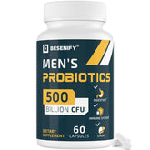 Besenify Probiotics for Men bottle front highlighting high potency gut support.