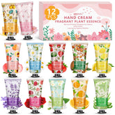 Besnel 12-pack hand cream set with assorted fragrances for daily mood uplift.