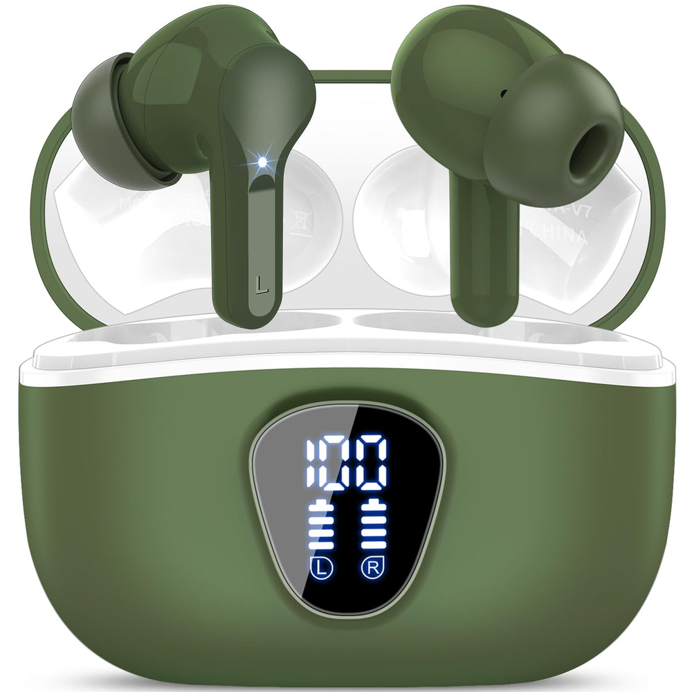 Besnoow wireless earbuds with LED display showing battery status and 48H playback