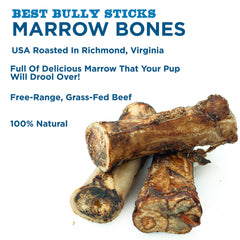 Dog chewing marrow bone with Best Bully Sticks, helping occupy and reduce boredom.