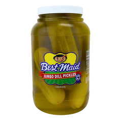 Best Maid Dill Pickles gallon jar front shows traditional Texas flavor.