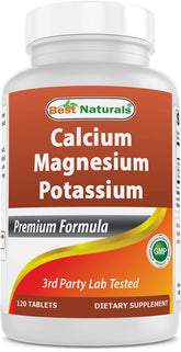 Best Naturals Calcium Magnesium Potassium bottle with tablets for daily mineral support