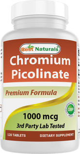 Best Naturals Chromium Picolinate bottle close-up for daily micronutrient support.