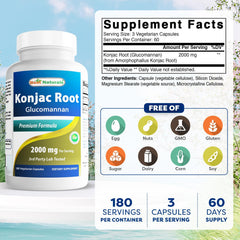 Best Naturals Konjac Glucomannan bottle label close-up highlighting ingredients