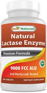 Best Naturals Lactose Intolerance Relief Tablets bottle front for daily dairy meals.